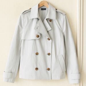 Vineyard Vines Cropped Trench Double-Breasted Stone